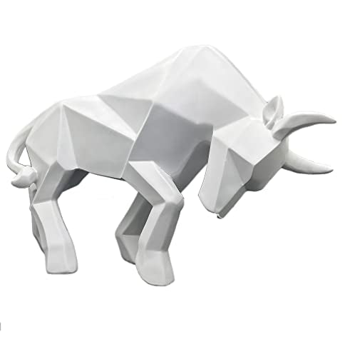 SMRTHMRT Abstract Geometric Sculptures Animals Statues,Collectible Figurines Home Office Tabletop Ornaments (White Bull) - color: White Bull