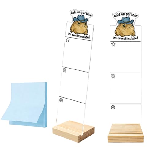 Monitor Memo Board Computer Monitor Memo Board Sticky Note Organizer Hold On Partner Im Overstimulated Sign Acrylic Desk Accessories Removable Wooden Base Set Sticky Notes 100 Sheets 11.8×3.1 inches - color: Overstimulated