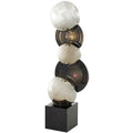 Deco 79 Glass Abstract Decorative Sculpture Stacked Orb Home Decor Statue with Black Base, Accent Figurine 5" x 4" x 16", Black - size: 5" x 4" x 16"