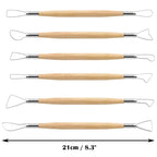 Suiwotin 6pcs Double-Sided Clay Sculpting Tools, Wooden Handle Ribbon Clay Tools, Pottery Trimming Tool, Clay Wire Loop Sculpture Set for Ceramic, Wax Carving Modeling - size: 6pcs-Loop