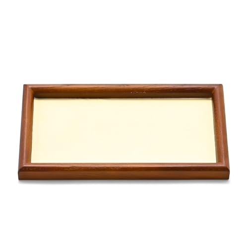 Jewelry Display Tray for Ring Earrings Necklace Bangle Solid Wood Jewelry Dish Tray Catchall(S,Beige) - color: Beige, size: 18 * 10 * 1.5cm