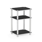 Furinno JUST Side Table, 3-Tier End Table, Open Shelves Night Stand, Bedside Table, Toolless Assembly, for Living Room, Bedroom, Bathroom, White(Espresso) | with Plastic Poles, 1-Pack - color: White/Espresso, size: 3-Tier, Round Pole, style: 1-Pack