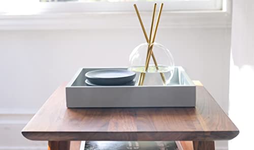 10"x10" Small Square Wood Decorative Tray for Office, Ottoman, Bathroom, Entry, Remote Controls, Countertop Organizer, Candle Tray - Harbor Gray - color: Harbor Grey