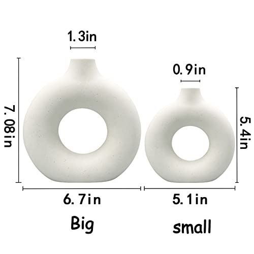Ceramic Vases Set of 2,Modern Vases for Home Decor, White Boho Style for Living Room Kitchen Mantle Bedroom Dining Table Office Farmhouse Decorative Design - color: White, size: Small + Big