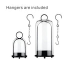 5" & 4" Wide Versatile Metal Candle Holder in Black with Handmade Thick, Heavy & Sturdy Glass Dome for Pillar Candle, Industrial, Modern, Shelf, Mantel, Veranda, Porch (Black, Large & Small) - color: Black