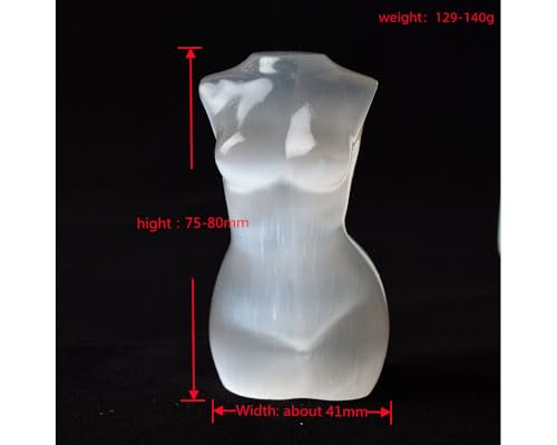 Natural Selenite Crystal Female Model Figurine Hand Carved Body Sculpture Statue Gemstone Small Figurine Reiki 3 Inch Home Office Decor Ornaments 100-150 Grams - color: Selenite