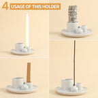 Palo Santo Sticks Holder, Multi-Purpose Handmade Ceramic Incense Burner for Palo Santo Incense Sticks, Sage Holder for Burning, Ash Catcher Tray for Meditation Yoga Room (White) - color: White