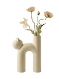 Minimalist Cat-Shaped Ceramic - Unique Animal Flower Vase for Home Decor, Modern Matte Finish Decorative Vase for Living Room, Bedroom, Office, Shelf, Table Centerpiece