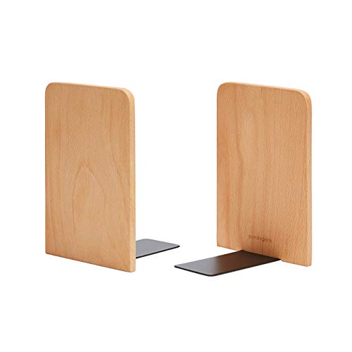 Pandapark Wood Bookends,Non-Skid Bookend for Shelves,Heavy Duty Bookends,Book Stand for Books/CDs,1 Pair - color: Beech-a Plus
