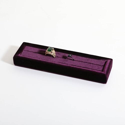 Velvet Ring Storage Organizer, Jewelry Display Holder with Slots for Show, Velvet Jewelry Ring Stand for Selling【Purple】 - color: Purple