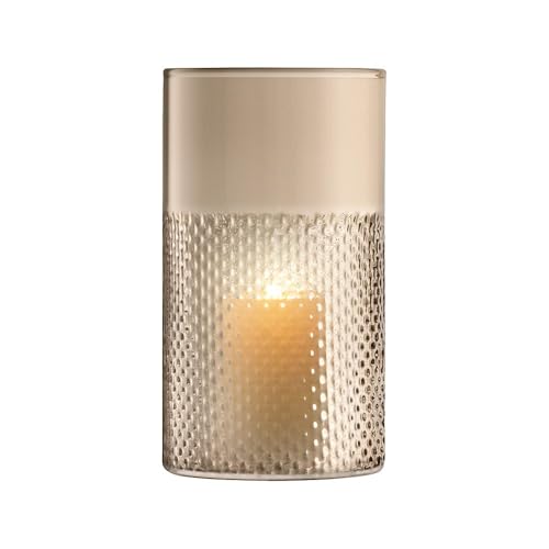 LSA International Wicker Taupe Vase 9.75”, Luxury Modern Lantern Decorative Glass Flower Holder with Textured Finish - size: 9.75"