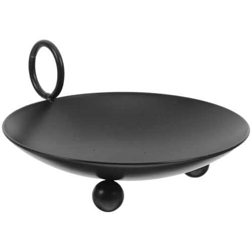 VILLCASE Iron Candle Holder Plate, Decorative Pillar Candle Tray Stand - Vintage Round Candlestick for Romantic Dinner Wedding Home Decor Religious Ceremonies, Black - color: Black