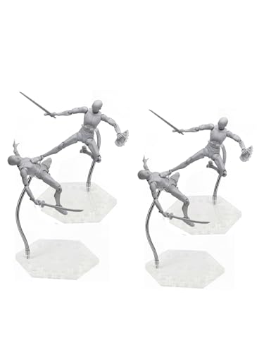 4PCS Transparent Action Figure Stand, Doll Model Display Holder Base, Action Figure Display Stand Base Compatible with Gundam 1/144 Toy HG RG SD SHF with screwdriver.
