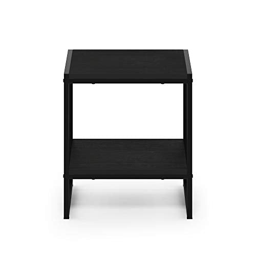 FURINNO Camnus Modern Living 2-Tier End Table, Americano, 15.9 in x 15.75 in x 18 in - color: Americano, size: 2 Tiers, Metal Frame