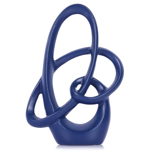 Blue Sculpture Decor – 11" Modern Resin Art Statue for Living Room, Office, or Coffee Table, Blue Home Accents and Shelf Decor, Contemporary Centerpiece Decoration for Modern Home or Apartment - color: Blue, size: 11in
