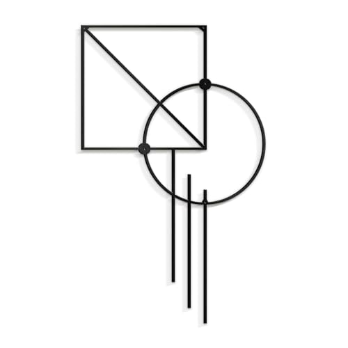 SIGNLEADER Metal Wall Decor Rectangle Circle Linear Minimalist Modern Luxury Wall Sculpture Hangings 3D Statue Home Decoration for Living Room, Bedroom, Bathroom, Kitchen, Fireplace, Office - 18" Black - color: Gry12-2405-m12, size: 18" Black