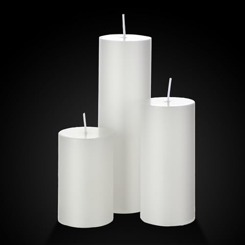 Shihanee Set of 6 Pillar Candles with Glass Cylinder Vases Clear Cylinder Hurricane Candleholders for Slim Tall Pillar Candles Wedding Table Centerpieces(3.4'' X 7", 9.8", 11.8",White) - color: White, size: 3.4'' X 7", 9.8", 11.8"