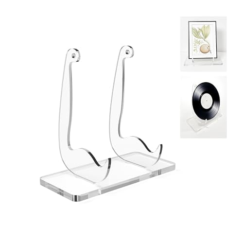 Acrylic Book Display Stand Clear Easel Stand, Plate Display Stands, Acrylic Book Easel for Displaying Books, Picture, Notebooks, Platter, Photo, Artworks (Clear 01, 8.7 x 8.2 x 4.9 inch)