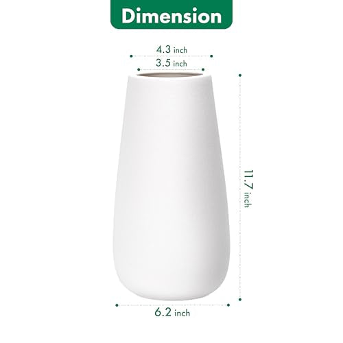 D'vine Dev 12 Inch Ivory Elegant Oval Ceramic Vase for Flowers, Home Décor Vase with Design Box, VS-LD-C-2 - color: Ivory, size: 12 Inch