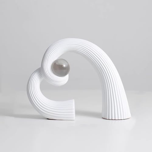 Modern Black and White Ceramic Sculpture - Abstract Art Centerpiece for Dining Table, Coffee Table Decor, Home & Office (White) - color: White