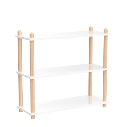 IOTXY 3-Tier Wooden Shelf Bookcase - Modern Open Bookshelf, Free Standing Storage Rack, Multifunctional Display Stand for Home and Office, White, Rectangle - color: White, size: 3-Tier