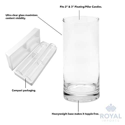 Royal Imports Glass Cylinder Vases for Centerpieces – Set of 4 Clear Hurricane Vases for Wedding, Table Decor, Floating, Flowers, Candle Holders, Extra Tall Clear Vase Set, 6” / 8” / 9” / 11”