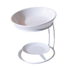 Qianly Ceramic Essential Oil Burner with Metal Frame, Ideal for Bedroom, Living Room Or Office, White - color: White