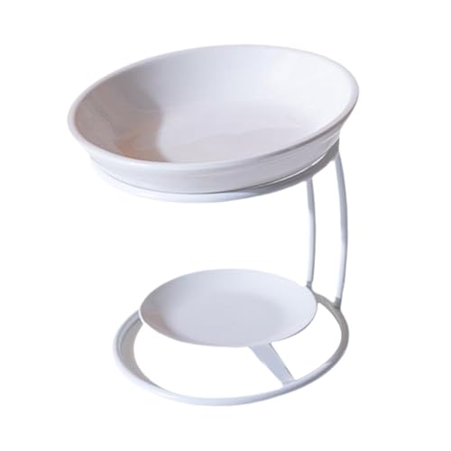 Qianly Ceramic Essential Oil Burner with Metal Frame, Ideal for Bedroom, Living Room Or Office, White - color: White