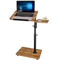 End Table Adjustable Height, 22.8"L Side Table Tv Tray with Wheels, 90° Tilting Panel Couch Table That Slides Under, Small End Table for Small Spaces, Overbed Bedside Desk Mobile Rolling Laptop Stand - style: Widen & Adjustable