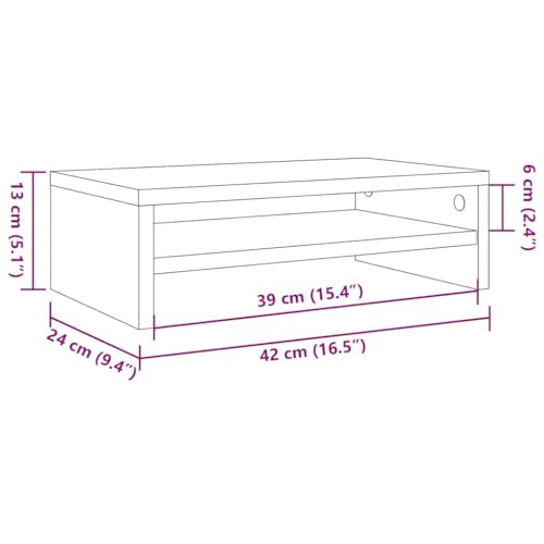 Compact Monitor Stand for Home Office Desk, Modern Monitor Stand for Living Room Decor, Engineered Wood with Minimalist Design, Smoked Oak for Workspace Organization
