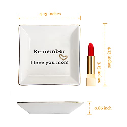HOME SMILE Ceramic Ring Dish Jewelry Tray-Mom Gifts, Remember I Love You Mom - Birthday, Mother's Day, Christmas Gifts for Mom - style: Mom