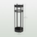 SONGMICS Umbrella Stand, Steel Round Umbrella Holder Rack, 6.9 x 6.9 x 19.3 Inches, with Detachable Drip Tray, for Entryway, Office, Stable, Assembly Required, Matte Black ULUC029B01 - size: 6.9"D x 6.9"W x 19.3"H