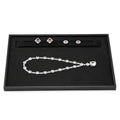 Oirlv Premium Leather Jewelry Showcase Tray, Velvet Display Organizer Professional Retail & Home Presentation Tray, Black Large - color: Black, size: 13.78″ L×9.45″ W