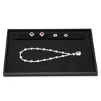 Oirlv Premium Leather Jewelry Showcase Tray, Velvet Display Organizer Professional Retail & Home Presentation Tray, Black Large - color: Black, size: 13.78″ L×9.45″ W