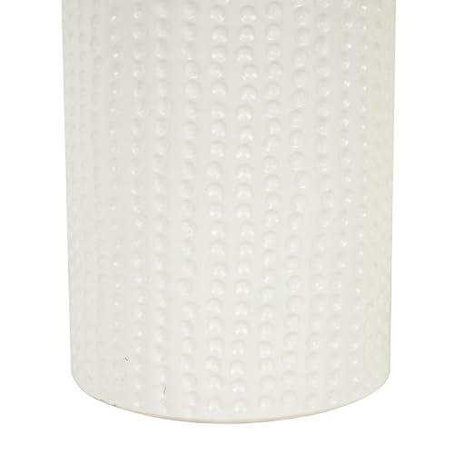 Deco 79 Ceramic Decorative Candle Holder Candle Stand with Abstract Spotted Pattern and Gold Leaf Accents, Set of 2 Candlestick Holder 12", 9" H, White