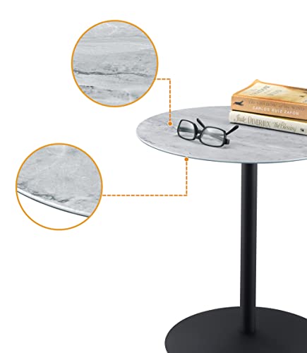 Marble Drink Table,Small Pedestal Table, Martini Tables, Side End Tables with Round Top,Wood Grain Texture,Increase Size and Weighted Base for Small Spaces Living Room,Bedroom - color: Marble-2#