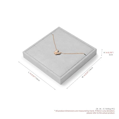 Microfiber Jewelry Pendant Display Tray Jewelry Necklace Organizer Display Tray(Gray) - size: 5.5" x 5.52" x 0.78"