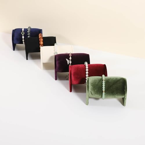 Velvet Watch Display Stand for Selling, Bracelet Storage Organizer for Boutique Store, Woman Jewelry Bangle Holder for Home Decor【Red】 - color: Red
