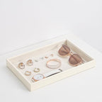 Stackable Jewelry Organizer Tray For Drawers,White Leather Small Earring Storage Tray,Bracelet And Necklace Display Box,Jewelry Ring Display Case(Creamy White Blank Trays 2) - color: (Creamy White Blank Trays 2)