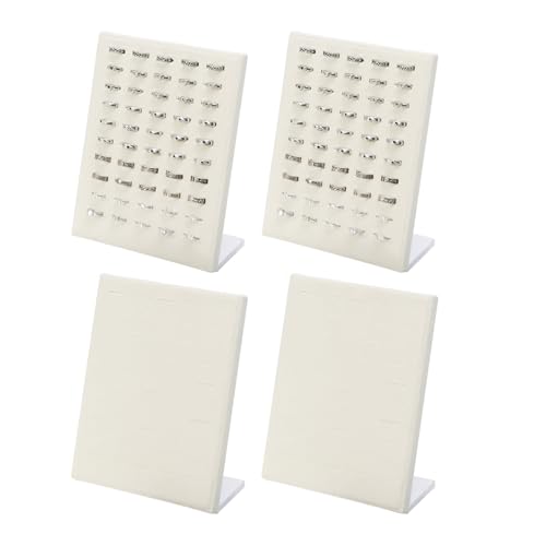 Coward 4pcs Velvet Ring Holder Stand, 50 Slots Jewelry Ring Display Tray, Jewelry Pad Showcase Organizer for Home or Store Sell Show (Beige Velvet) - color: Beige Velvet, size: 4 pcs