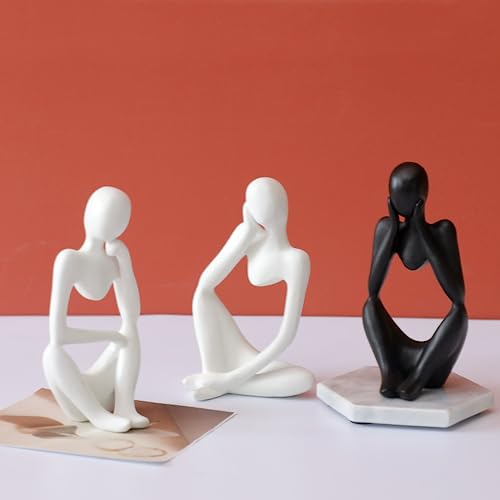 Thinker Statues and Sculptures,Sandstone Resin Thinker Statue Ornaments, Abstract Style Sculptures, Housewarming Gifts, Home Decorations, Living Room Desk Decor (White) - color: White