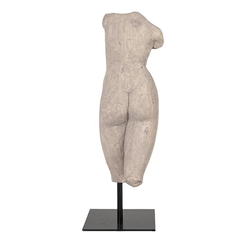 Creative Co-Op Sculptural Resin Female Figure on Metal Stand, Grey - color: Grey Finish