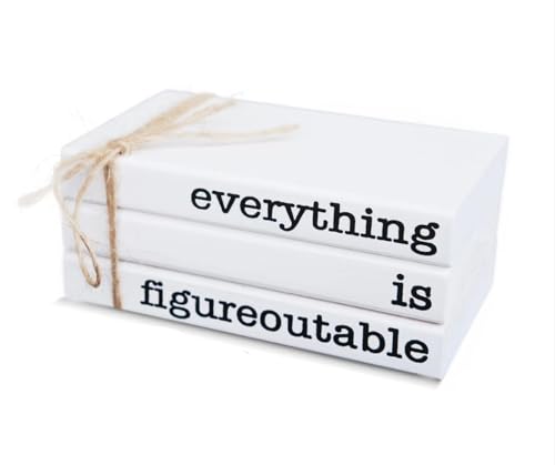 Farmhouse Motivational Wooden Office Desk Decor, Cute Decorative Books for Shelf Decoration, Inspirational Gifts for Women Men - Everything is Figureoutable Sign - color: Figureoutable