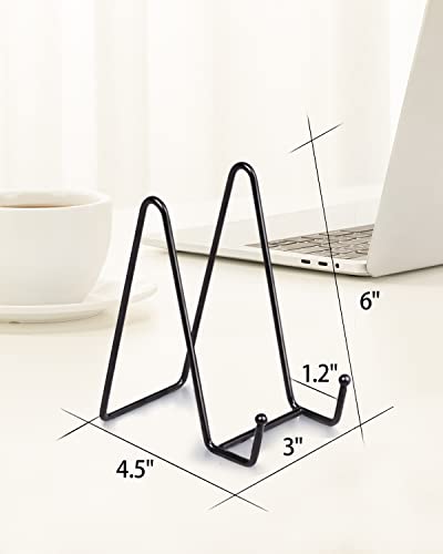 Lzerking 10 Packs Display Stands for Plate, 6 Inches Black Plate Stands for Display, Metal Plate Holder Picture Stand for Picture, Decorative Plate, Book, Photo