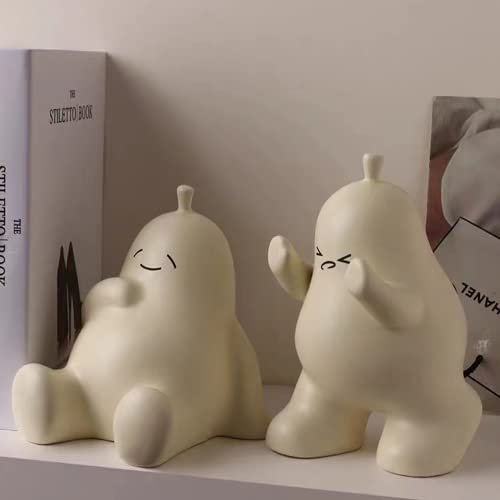 Linxia Pear Bookends Vanilla White Ceramic Creative Bookends for Shelves Book Holder Stopper for Books/Movies/CDs/Video Games (1 Pairs) Backrest Style - color: Vanilla, size: Backrest style