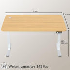 Furmax Electric Height Adjustable Standing Desk Large 55 x 24 Inches Sit Stand up Desk Home Office Computer Desk Memory Preset with T-Shaped Metal Bracket, Light Wood - color: Light Wood, size: 55 Inch
