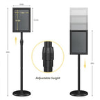 Relx Sign Holder Stand 8.5x11 inch - Adjustable Floor Standing Sign Holder - Signage Stand with Snap-Open Frame Display for Malls,Schools,Restaurants - color: black