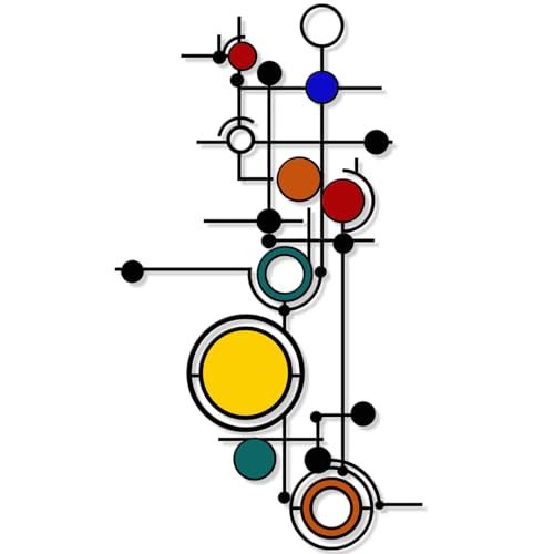 Hnatzu Geometric Wall Art Metal for Living Room, Bedroom, Office – Colorful Modern Dot & Line Abstract Design – Printed Metal Wall Decor