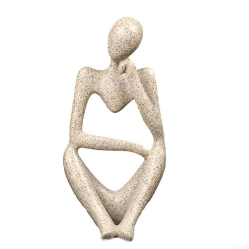 Thinker Style Resin Ornaments Sculpture Statue Nordic Abstract Figure Crafts Light Home Decoration Sandstone Color Bedroom Living Room Desk Office Decor
