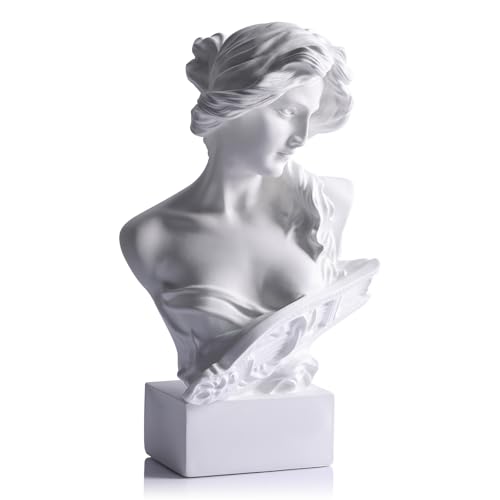 11.8" H Greek Mythology Bust Statue Decor,Artemis Statues Roman Goddess Figurines,Used for Sketch Practice Aesthetics Statues and Sculptures and Indoor Filling Space for Living Room, Bedroom (White) - color: White, size: Large